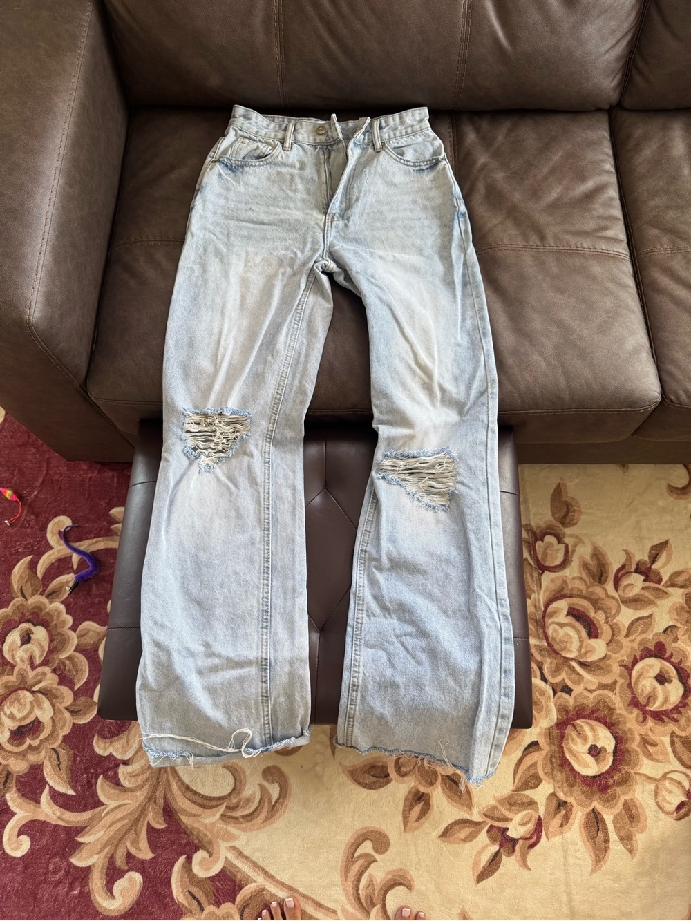 High-Rise Light Blue Distressed Women’s Jeans